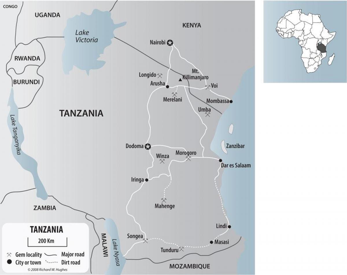 Kart over tanzania gold miner