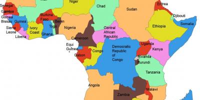 Kart over afrika som viser tanzania
