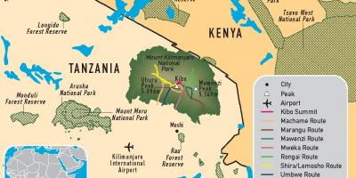 Kart over tanzania kilimanjaro