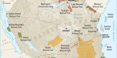Kart over tanzania safari 