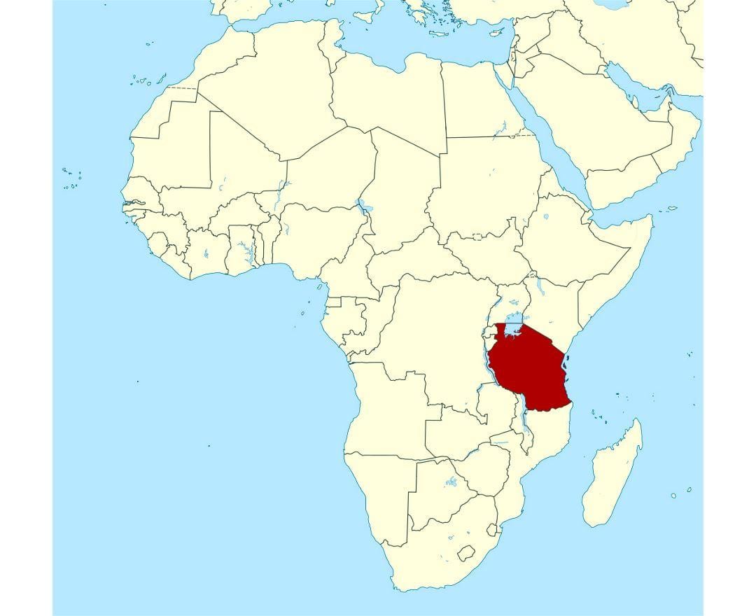 Kart over plassering av tanzania på verden 