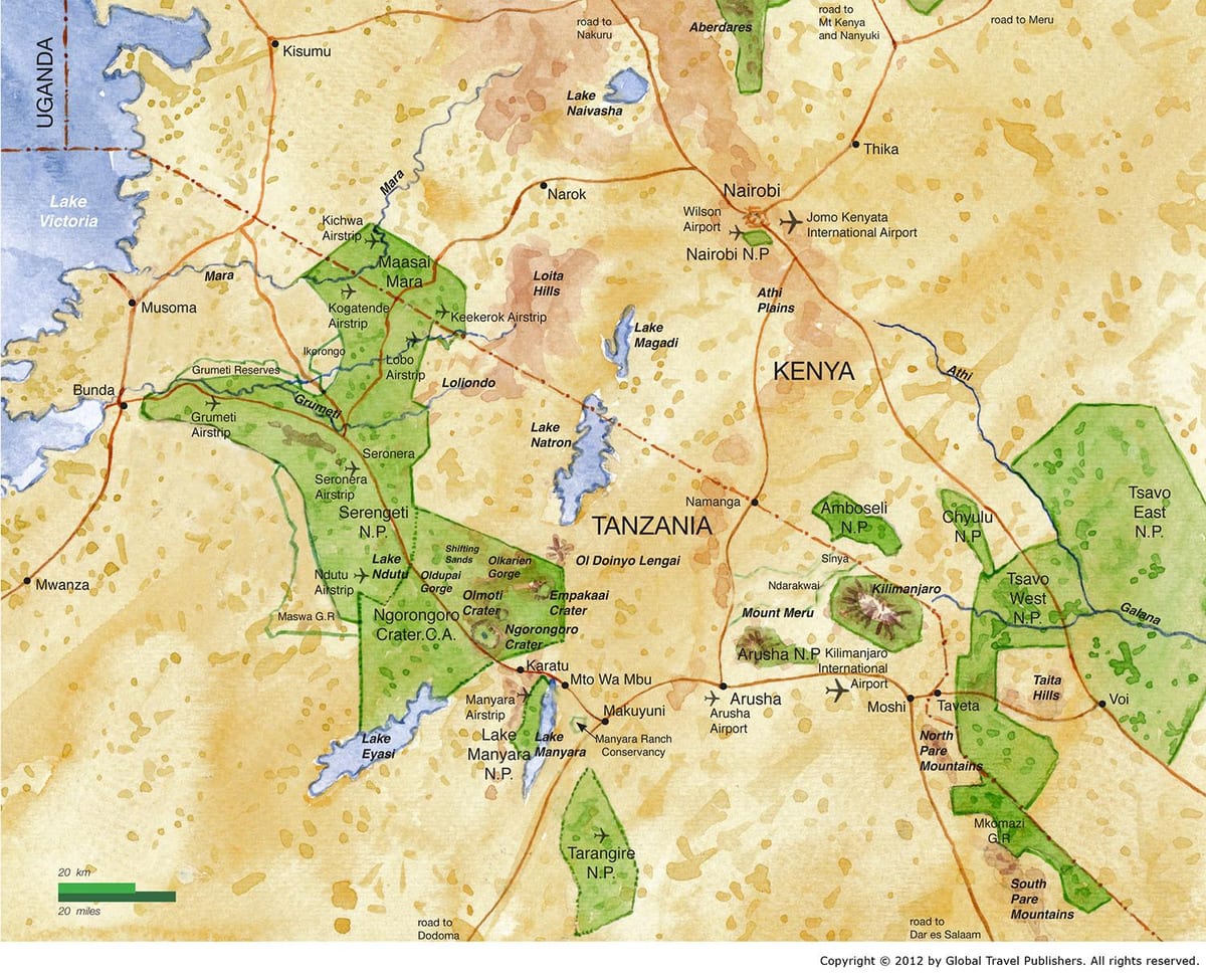 Kart over nord-tanzania