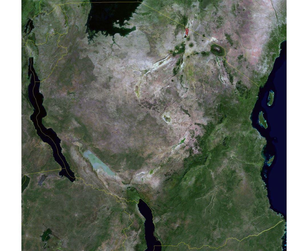 Kart over satellitt tanzania