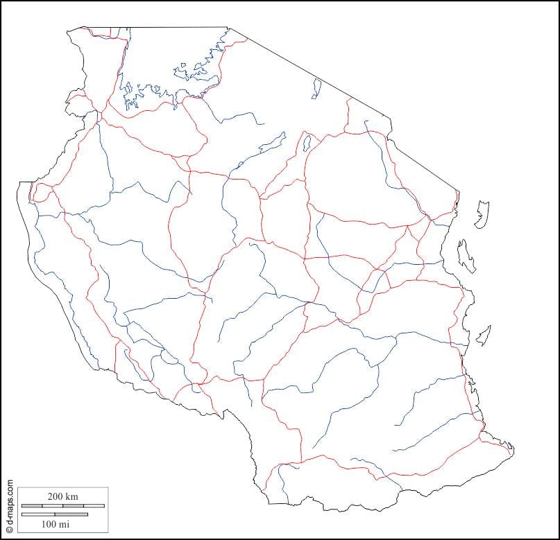 blank kart over tanzania