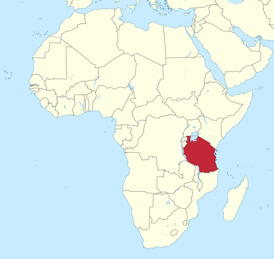 tanzania på kartet over afrika