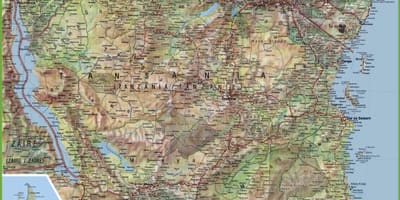 Detaljert kart over tanzania