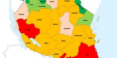 Tanzania befolkningstetthet kart