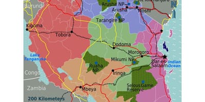 Kart over tanzania språk