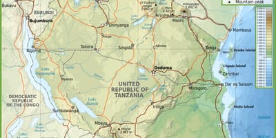 Kart over veien tanzania med avstander